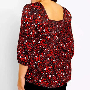 Lane Bryant Satin V Neck Bodice Blouse Hearts